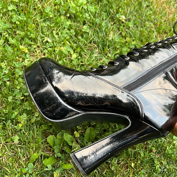 Chunky Pleaser Goth Stripper Exotic Dancer Boots 7 7.5 platform Electra laceup - Picture 9 of 14